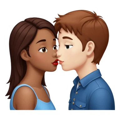 Kiss marron skin girl and White skin boy  sticker