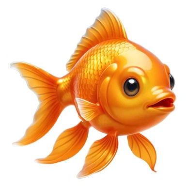 Cinematic Cute Orange Goldfish Portrait Emoji, Head tilted playfully and inquisitively, featuring a glossy, vibrant orange body with delicate, flowing fins, round, sparkling golden eyes filled with curiosity, Simplified yet irresistibly adorable features, highly detailed, glowing with a warm, friendly glow, high shine, affectionate and lively, stylized with a touch of whimsy, bright and endearing, soft glowing outline, capturing the essence of a mischievous yet loving goldfish, so playful it feels like it could swim out of the screen and into your heart! sticker