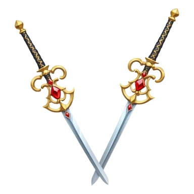 Two Golden royal swords with red gems sticker