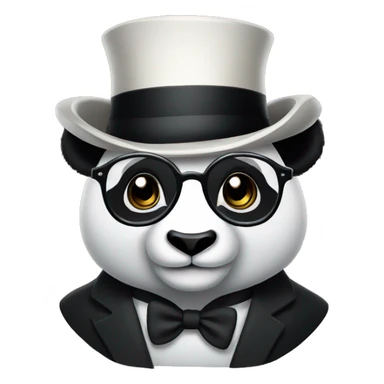 Panda with glasses and a top hat sticker