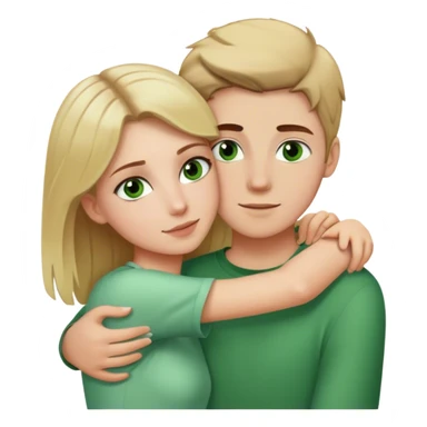 White girl brown hair green eyes and white boy with blonde hair and brown eyes hugging  sticker