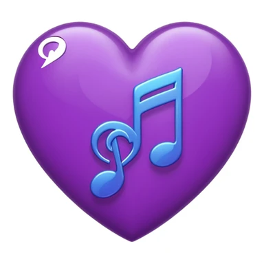 purple heart with a music note pattern sticker