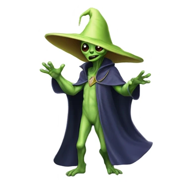 Alien wearing a wizard hat doing a swagger walk sticker