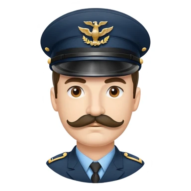 Soldier with a thick handlebar mustache wearing a military helmet sticker