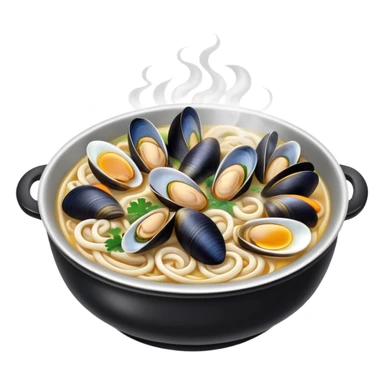 Udon nabe with mussels and clams  sticker
