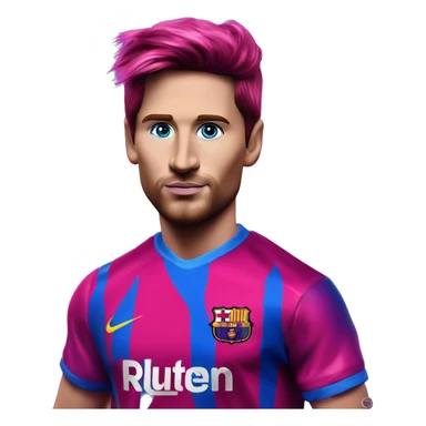 Synthwave Messi in Barbie style, oil paint, epic eyes, intricate lips, exquisite pose, beautiful, desirable, logical sticker