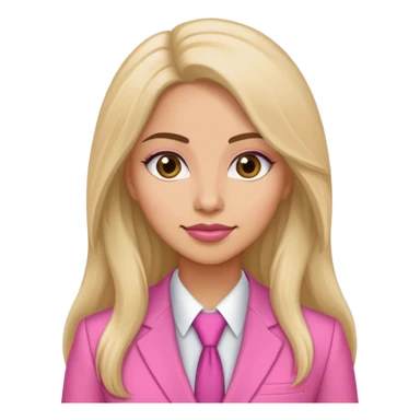 long hair white latina sales rep in pink suit sticker