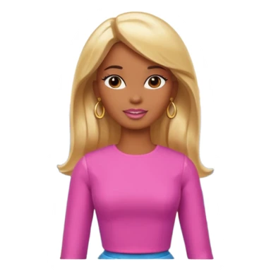 Brown skin blonde hair barbie in front of mountains sticker