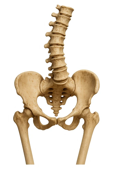 OSSA DI UN BACINO UMANO STORTO CON SPINA DORSALE STORTA, IPERREALISTICO 4K sticker