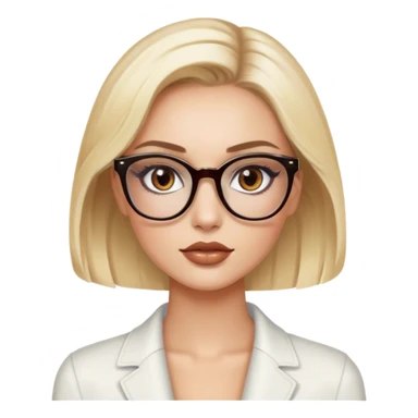 blonde model with brown eyes, luxury makeup, wearing glasses sticker