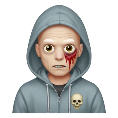 bald zombie with "VOVA MALTSEV" hoodie sticker