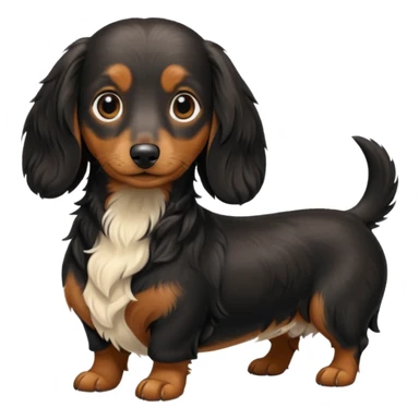 Black and cream long haired dachshund getting groomed sticker