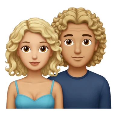 flirty couples. The man dark brown quiffed hair and the woman has shoulder length blond curls sticker