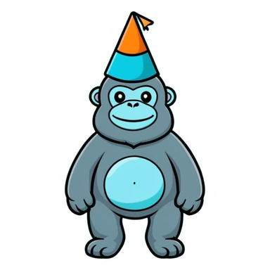 cyan gorilla with no legs and a party hat sticker