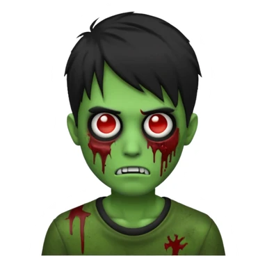 crie um emoji de zumbi homen com o cabelo de emo de anime grande cobrindo o rosto assim🧟 sticker