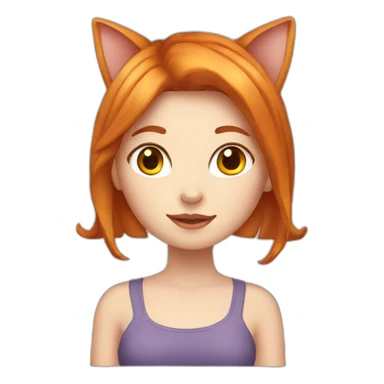 white redhead girl with cat ears sticker