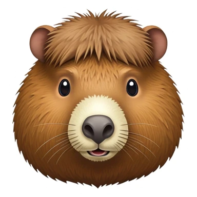 A capybara-coconut hybrid with the animal's head and a round, brown, textured coconut as its body sticker