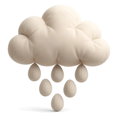 plush cloud with falling hailstones, cushion style, soft plush look sticker