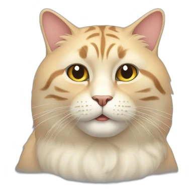 big fat male asian cat with long hair sticker
