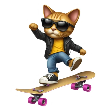 a cool cat doing a kickflip  sticker
