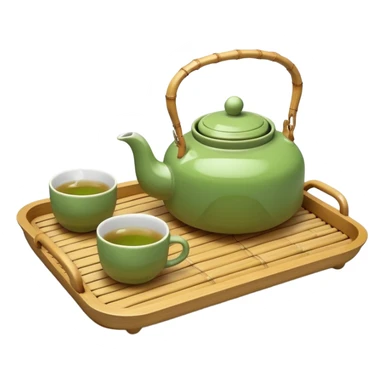 japan bamboo tray with a teapot and cup sticker
