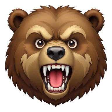 Fierce growling grizzly bear with bared teeth, menacing expression, powerful brown fur sticker