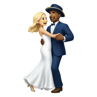 Puerto rican beard short brown hair with blue hat and navy blue suit first dance with blond long hair girl with white  wedding dress  sticker