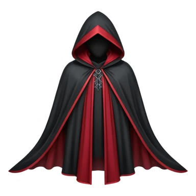 gothic hooded cloak object icon, black and crimson accents, mysterious fantasy cloak, elegant folds, 3D cartoon, mobile game icon style, centered, clean background, no text, no watermark
 
 sticker
