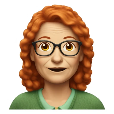 older irish woman with long red hair and glasses sticker