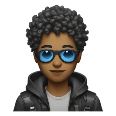 cyberpunk young man with curly hair sticker