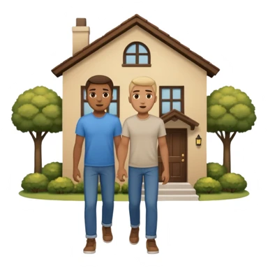 two guys entering on their house sticker