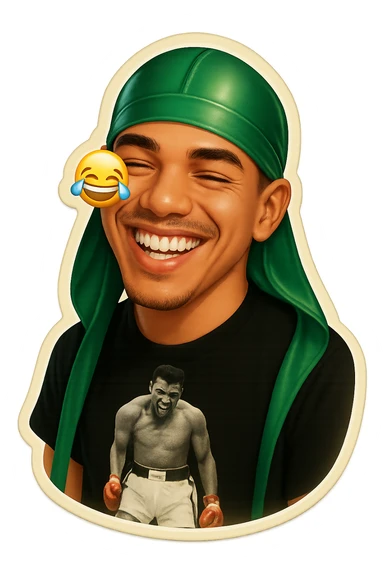 lol face laughing crying
make him smile
Change His durag To Green sticker