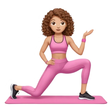 White girl with brown curly hair pilates pink sticker