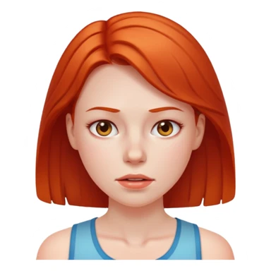 woman feeling very hot, sweating with face redish sticker