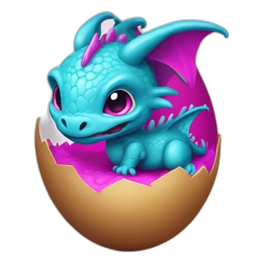 cyan and magenta baby dragon in egg sticker