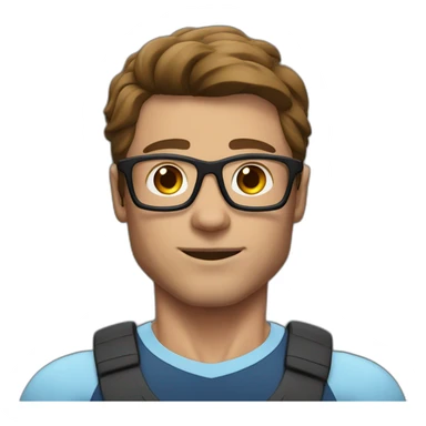 bodybuilder man with brown hair and glasses without beard  sticker