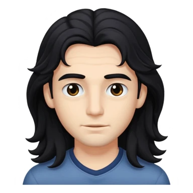 A handsome boy with long, wavy black hair that falls to his eyes, and matching dark eyes and eyebrows.
 sticker
