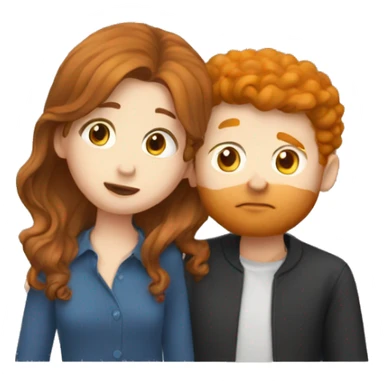 Brown hair girl kissing ginger guy sticker