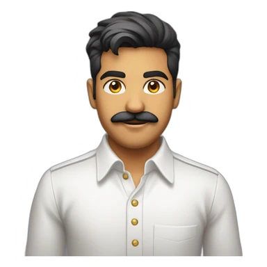 Young Jayendrasinh Solanki as Developer in white shirt with sleeve up and mustach sticker