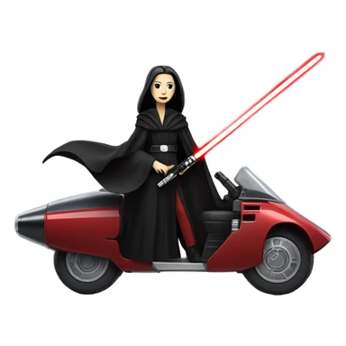 Jedi teen Morticia Addams racing on a red imperial patrol space speeder  sticker