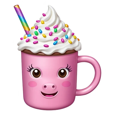 Make a pink unicorn hot cocoa sticker