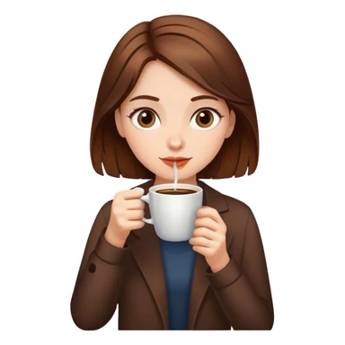 Brown hair girl drinking coffee sticker