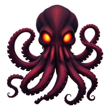 Dark tentacle monster silhouette on a dramatic red sky. sticker