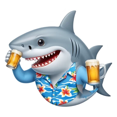 shark drinking a beer sticker