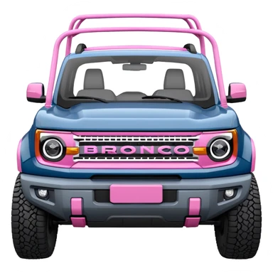 grey blue Ford bronco sport with a pink  ranch hand grill guard sticker