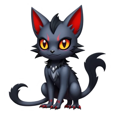 Vampiric feral futuristic gothic emo dark Litten-Noibat-Fakémon-hybrid-creature (full body) sticker