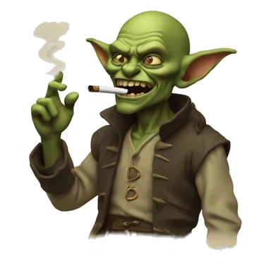 Goblin mocking and pointing you while smoking sticker
