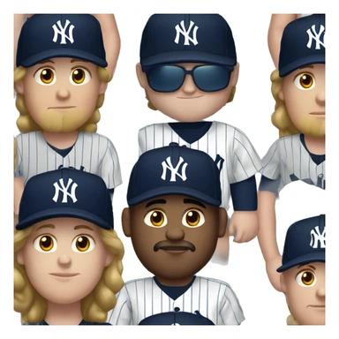 White fat man wears a jersey and cap of New York Yankees  sticker