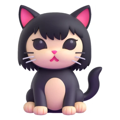 emo kitty with black hair fringe, sad expression sticker