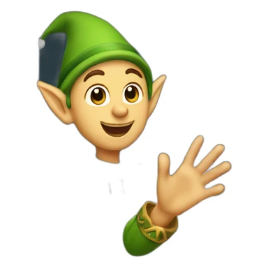 elf waving right hand coming out of the right side of the window sticker